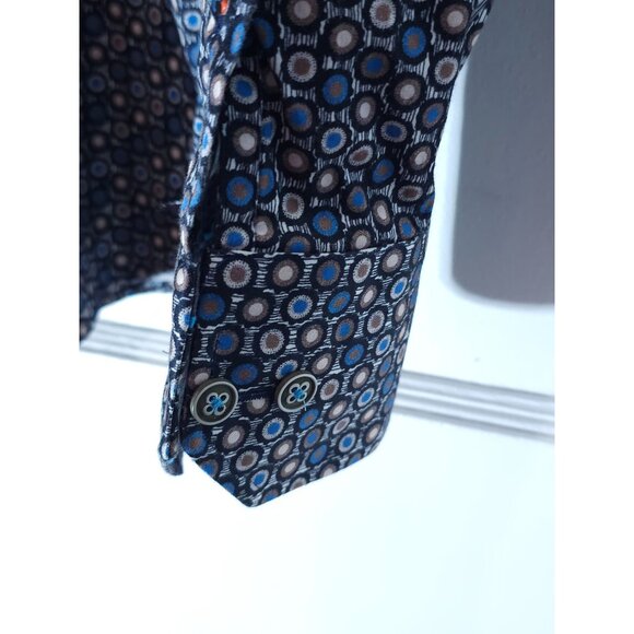 Visconti Men’s Blue/White Geometric Long-Sleeve Shirt M - Picture 13 of 16